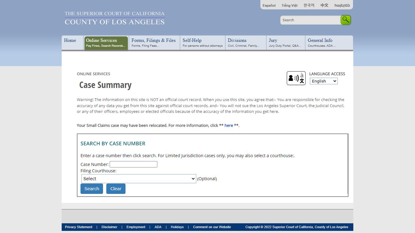Case Summary - Online Services - LA Court - Los Angeles County Superior ...